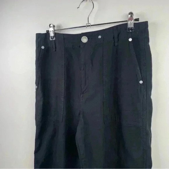 Rag & Bone Black Cotton Straight Leg Frayed Hem Pant - Picture 3 of 7